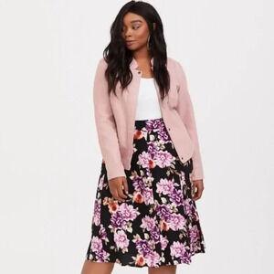 Torrid Floral Print Black Challis Midi Skirt Plus Size 2